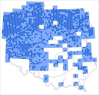 Mapa zasięgu referencyjnego dla żurawia